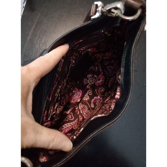 Brighton D273967 Handbag Satchel Pebbled Leather Black & Brown - Picture 8 of 11